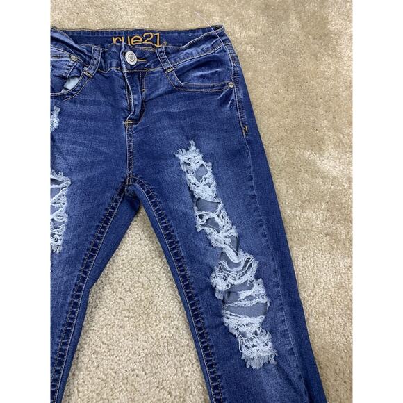 Rue21 Cropped Jeans Women's Size 3 / 4 REG Blue Distressed #652 - Picture 4 of 13